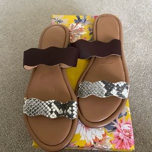 Excellent Used! Worn for 1 PhotoShoot Joules Leather Snakeskin Slides